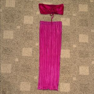Pink Pleated Skirt set